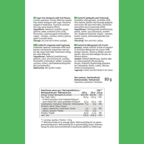 EASIS Fruchtgummis Ohne Zuckerzusatz, Kalorienarme Gummibärchen mit Süßstoff auf natürlicher Basis, Verschiedene Fruchtgeschmäcker, Weingummi Süßigkeiten, Gesunder Snack für Kinder & Erwachsene, 80g