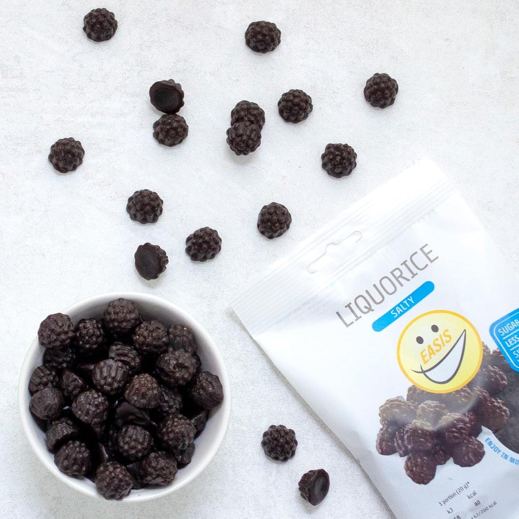 EASIS Gesalzene Lakritze Süßigkeiten Ohne Zuckerzusatz | Leckere & Kalorienarme Lakrids | Gesunder Snack mit Süßstoff auf natürlicher Basis für Kinder & Erwachsene, 1x80g