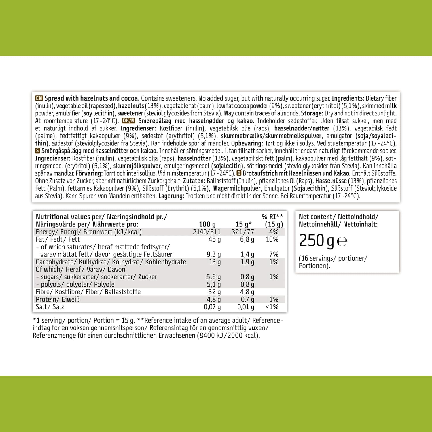 EASIS Cremiger Haselnuss-Kakao Brotaufstrich Ohne Zuckerzusatz | Ideal Schokoladen-Haselnusscreme für Vollkornbrot, Snacks & Backwaren | Kein Zusatz von Aromen oder Farbstoffen | Einmachglas 250g
